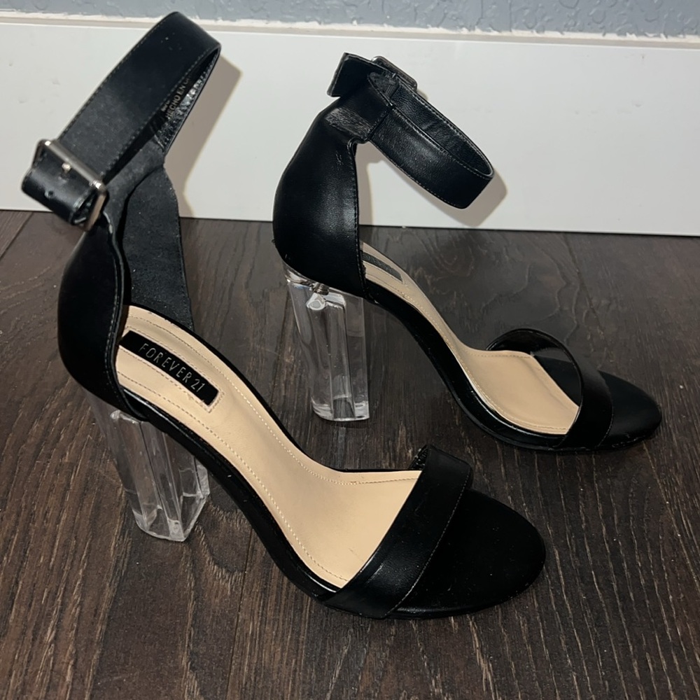 Forever 21 Black Lucite Heels Size 7